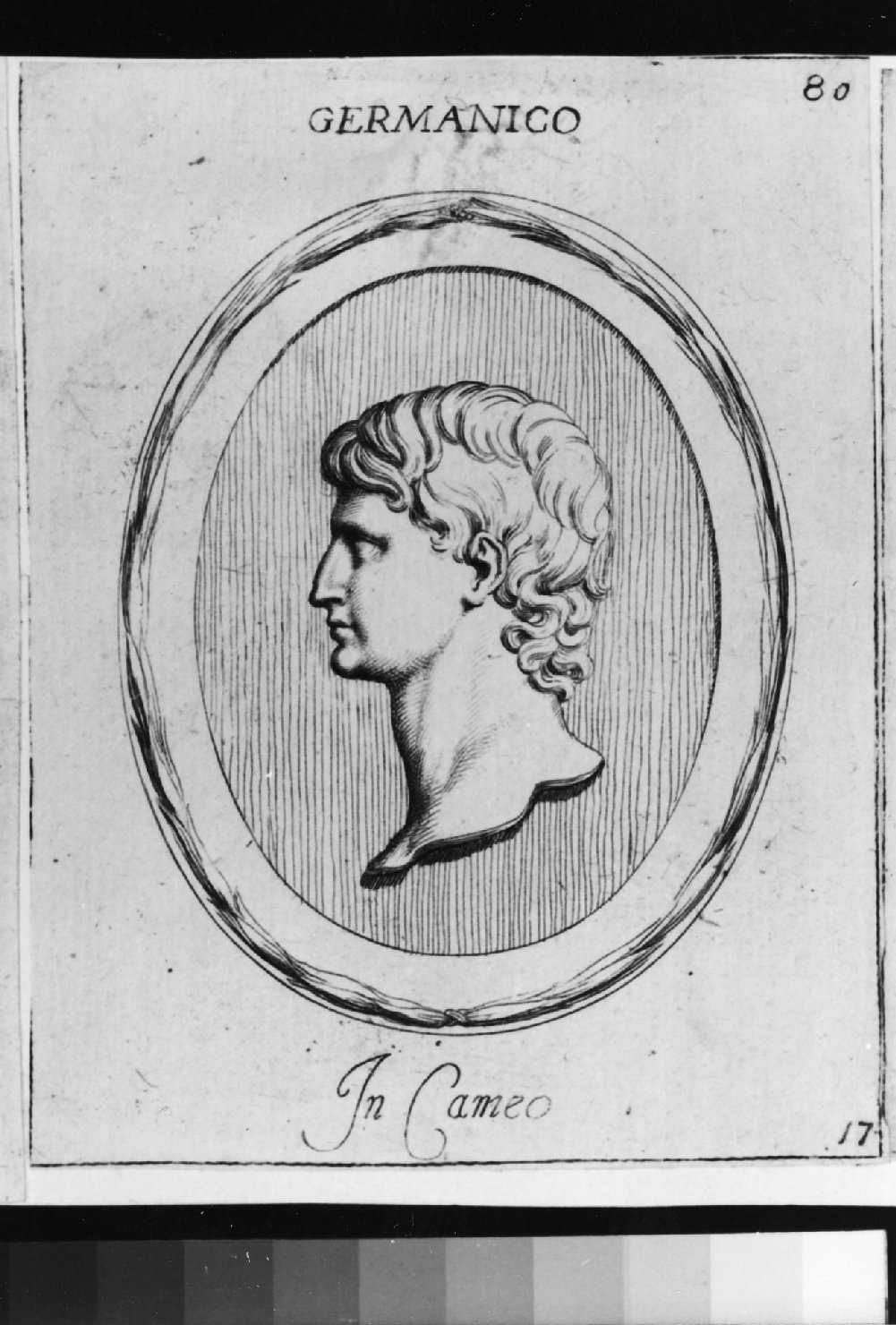 cammeo con ritratto di Germanico, ritratto d'uomo di profilo (stampa smarginata) di Galestruzzi Giovan Battista (sec. XVII)
