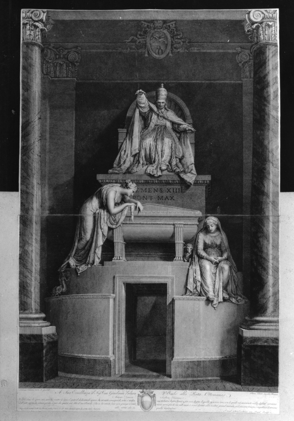 monumento funerario (stampa smarginata) di Canova Antonio, Vitali Pietro Marco (sec. XVIII)