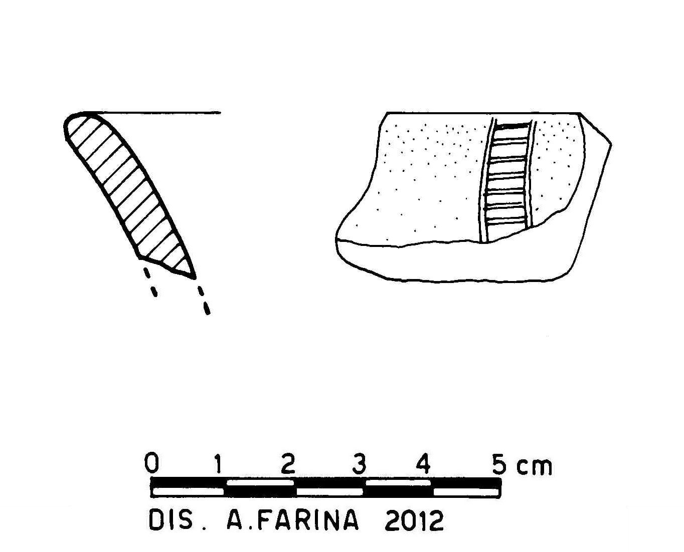 recipiente a forma non identificata/ orlo - Cultura di Ozieri (Neolitico)