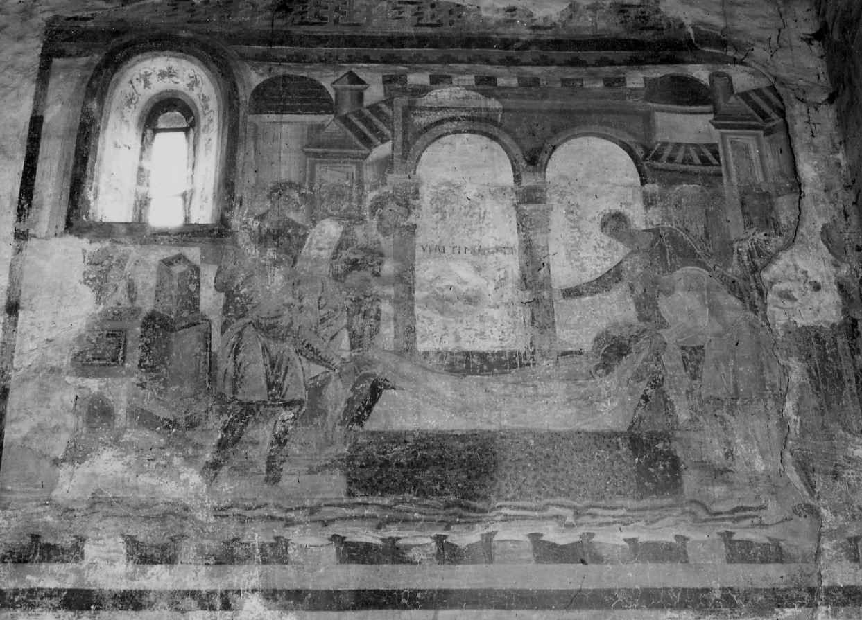 Ritrovamento e traslazione del corpo di una Santa, Santa (dipinto murale) di Maestro del Giudizio Universale di Oleggio (fine/ inizio secc. XI/ XII)