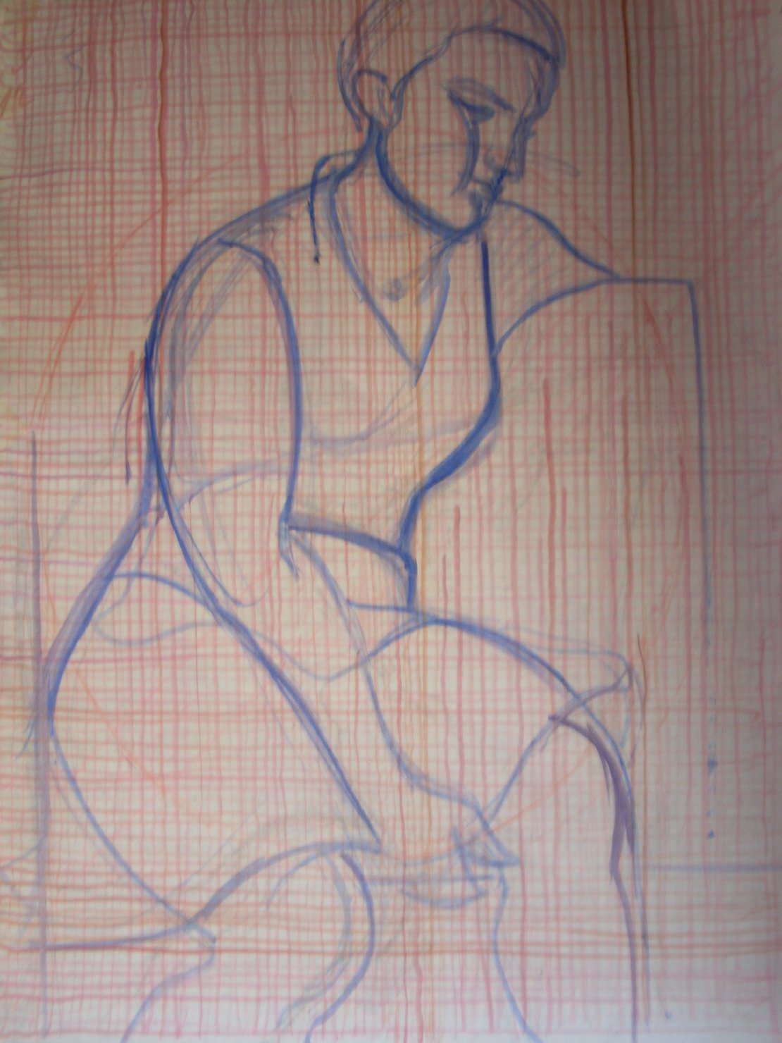 Garconne appoggiata alla sedia, figura femminile seduta (disegno) di Ciamarra Elena (sec. XX)