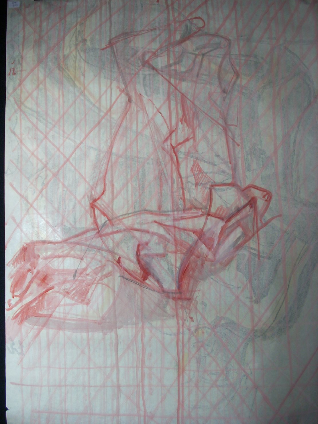 Pieghe in rosa (disegno) di Ciamarra Elena (sec. XX)