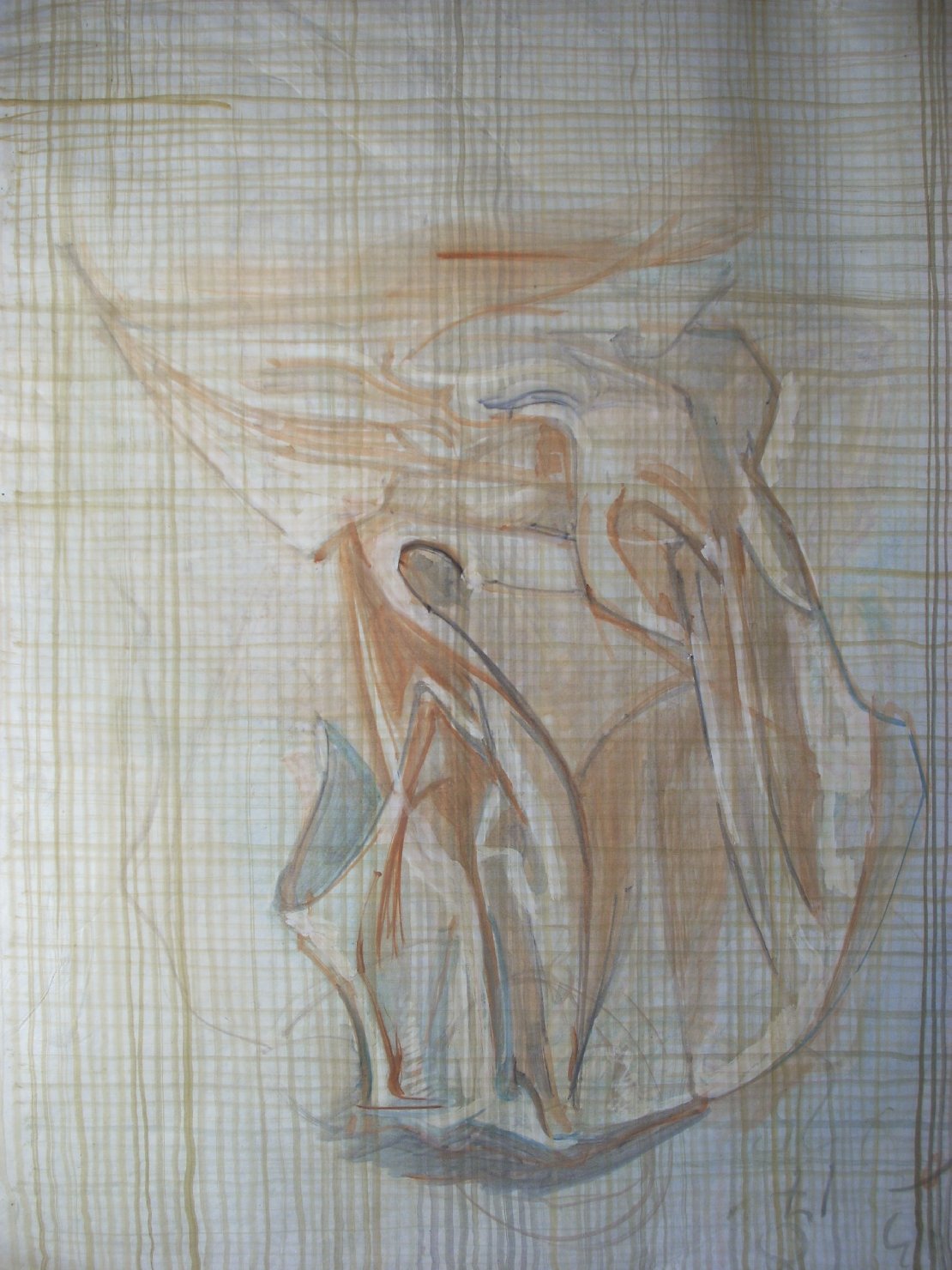 Piega in nero e marrone su fondo senape (disegno) di Ciamarra Elena (sec. XX)