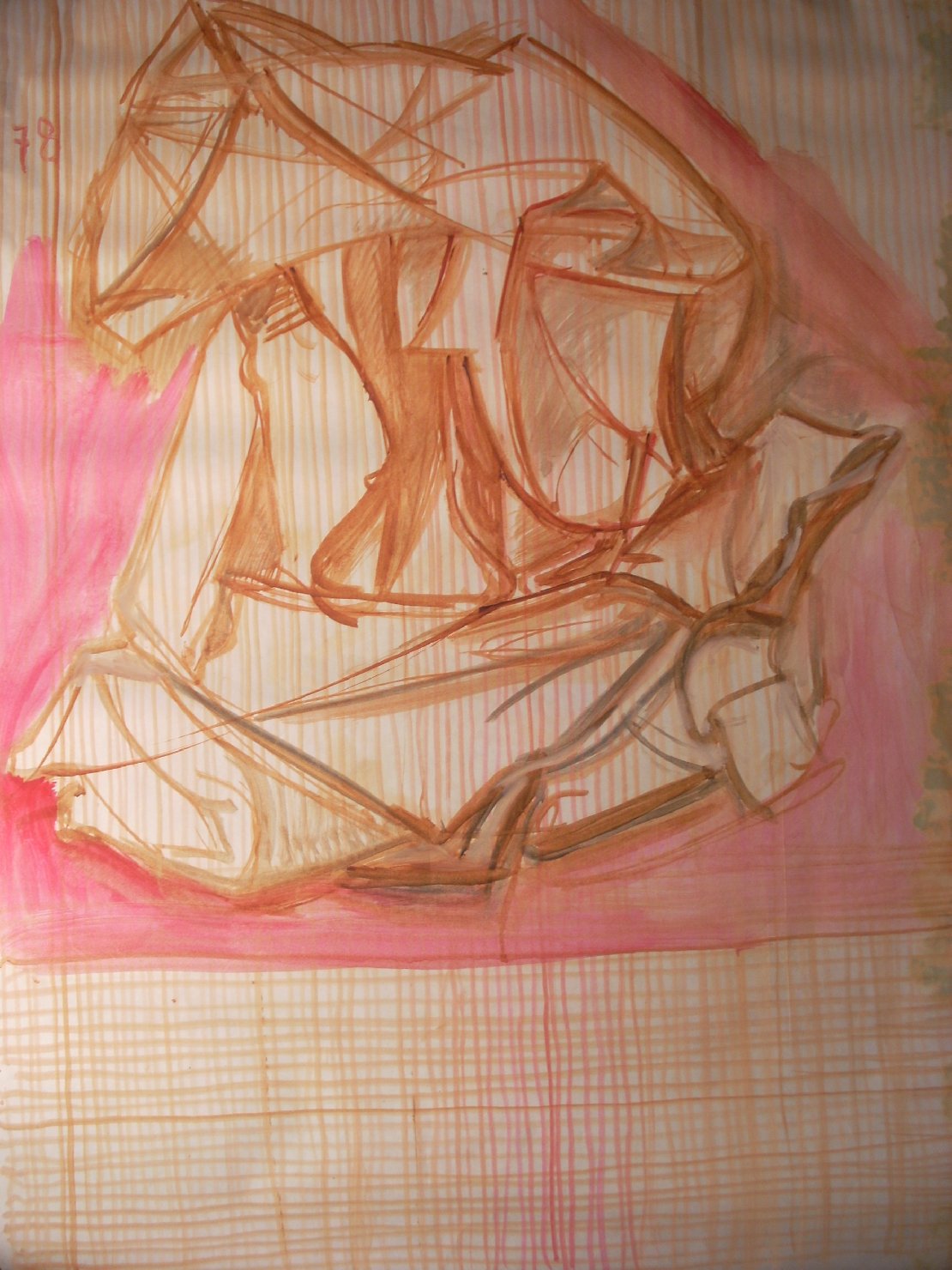 Studio di piega in rosso (disegno) di Ciamarra Elena (sec. XX)