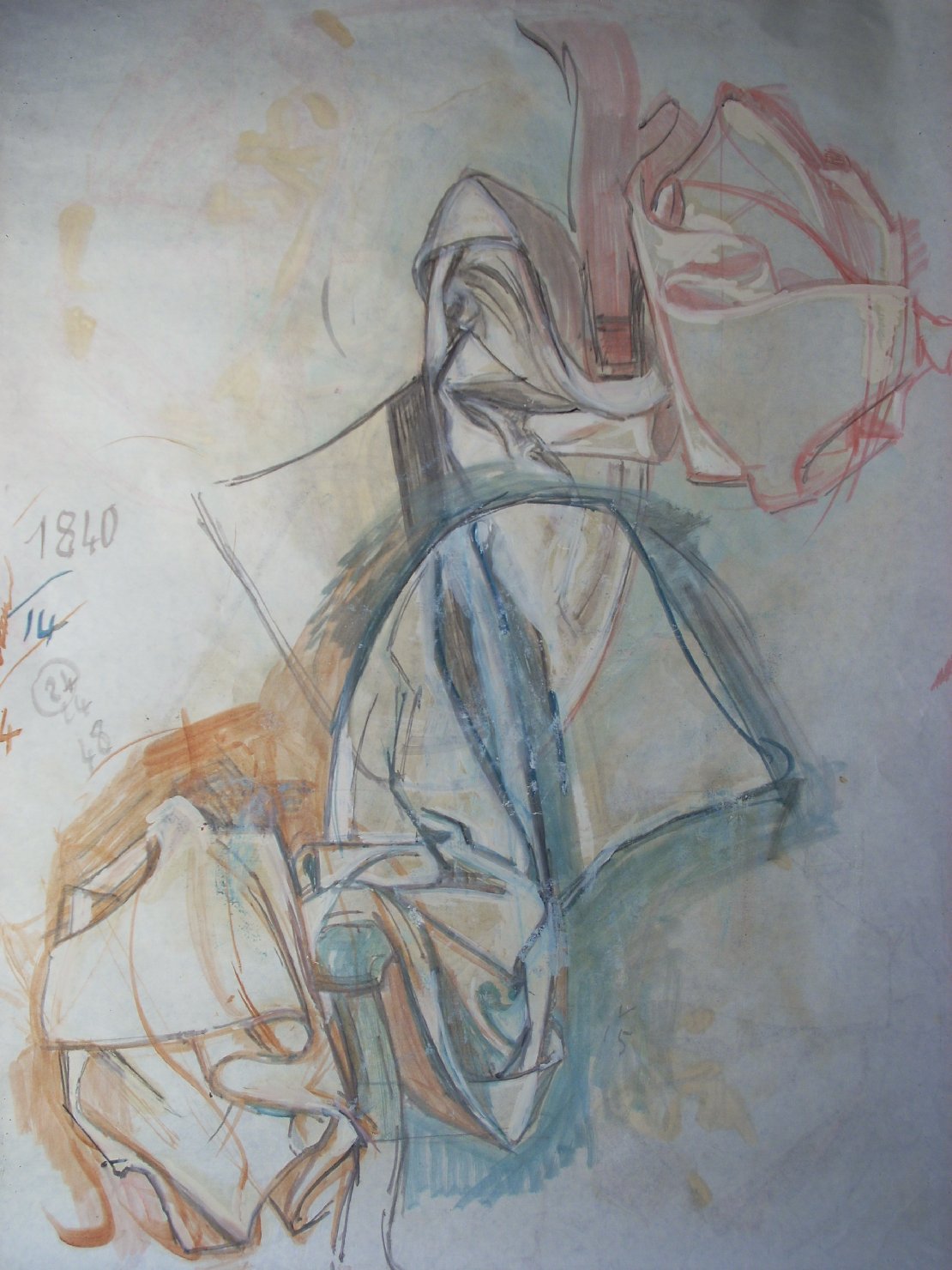 Tre pieghe in diagonale (disegno) di Ciamarra Elena (sec. XX)