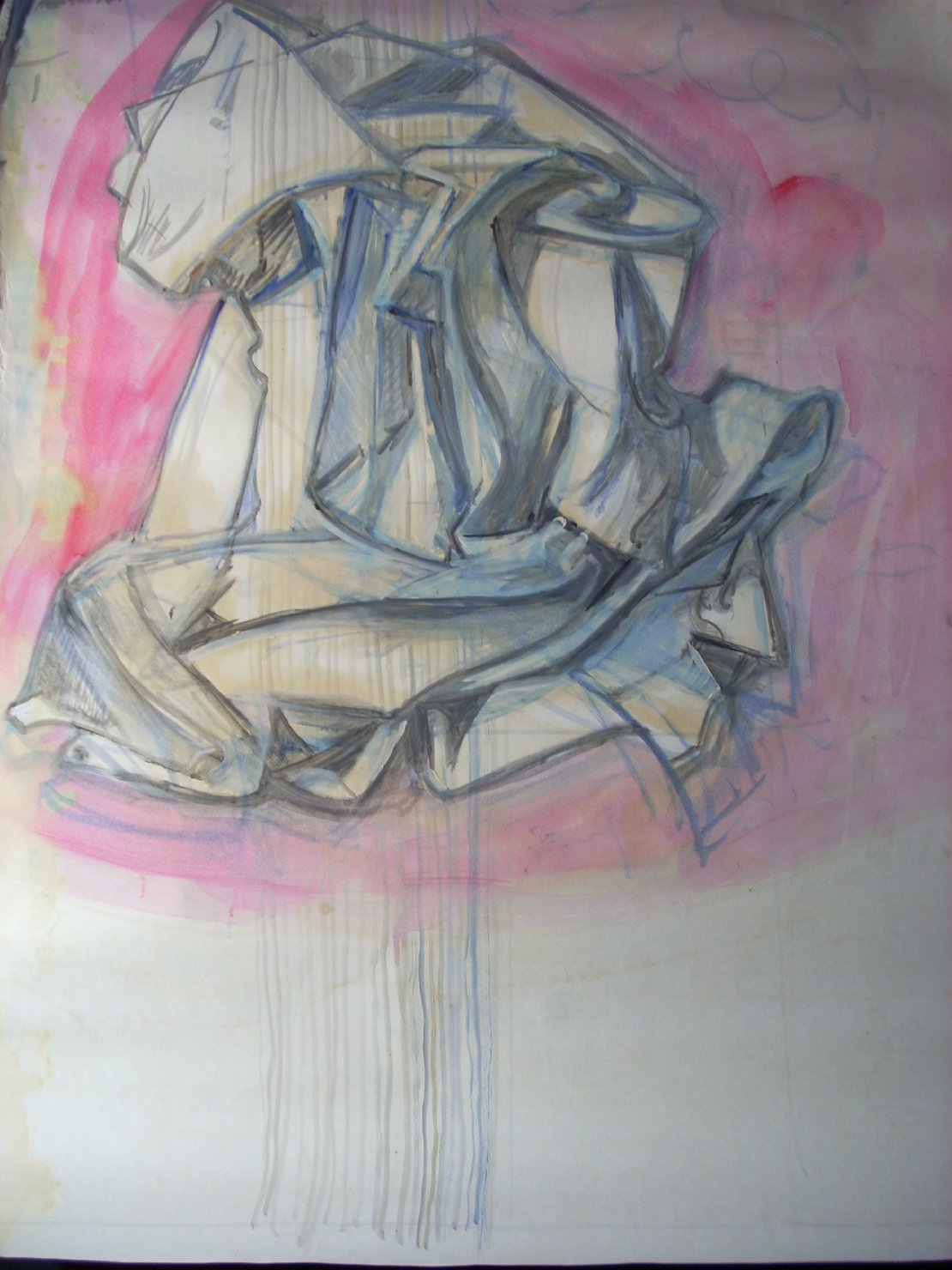 Studio di piega in blu e rosa (disegno) di Ciamarra Elena (sec. XX)