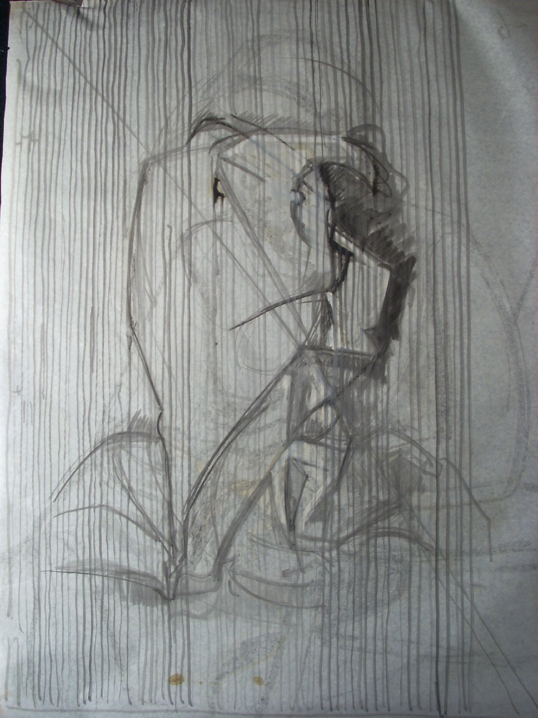 Abbozzo di piega in grigio (disegno) di Ciamarra Elena (sec. XX)