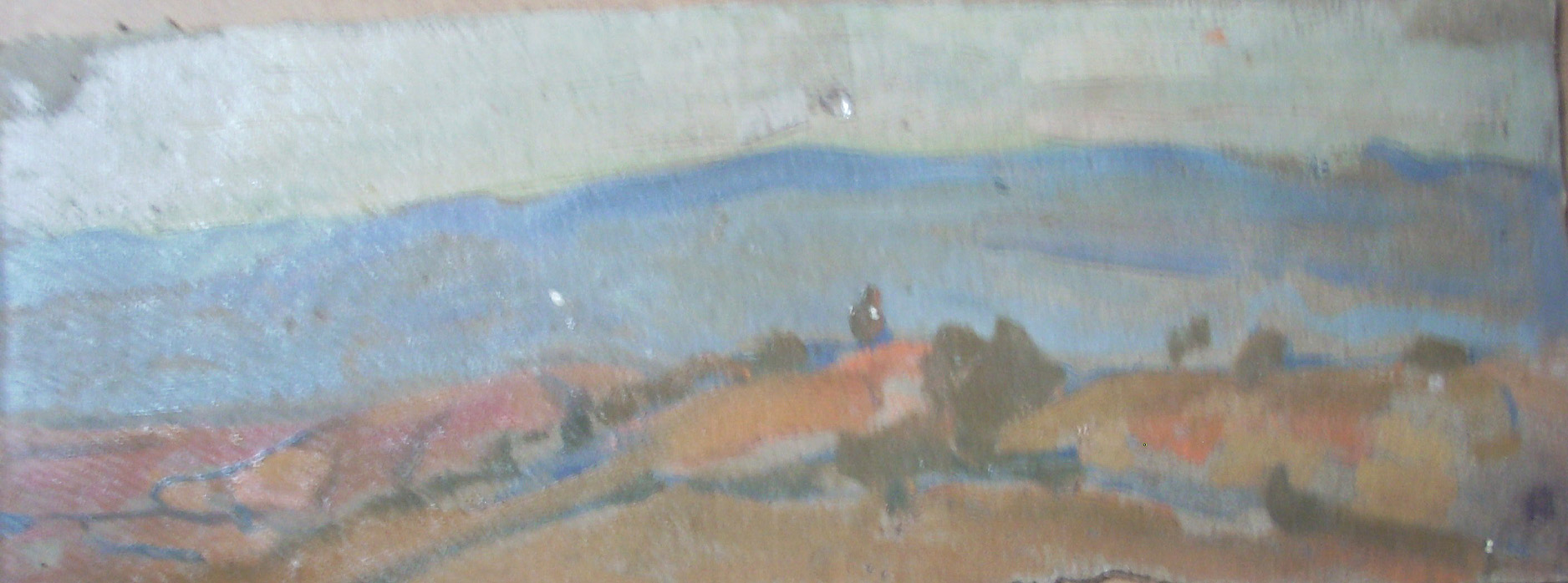 Paesaggio molisano, paesaggio (dipinto) di Ciamarra Elena (sec. XX)