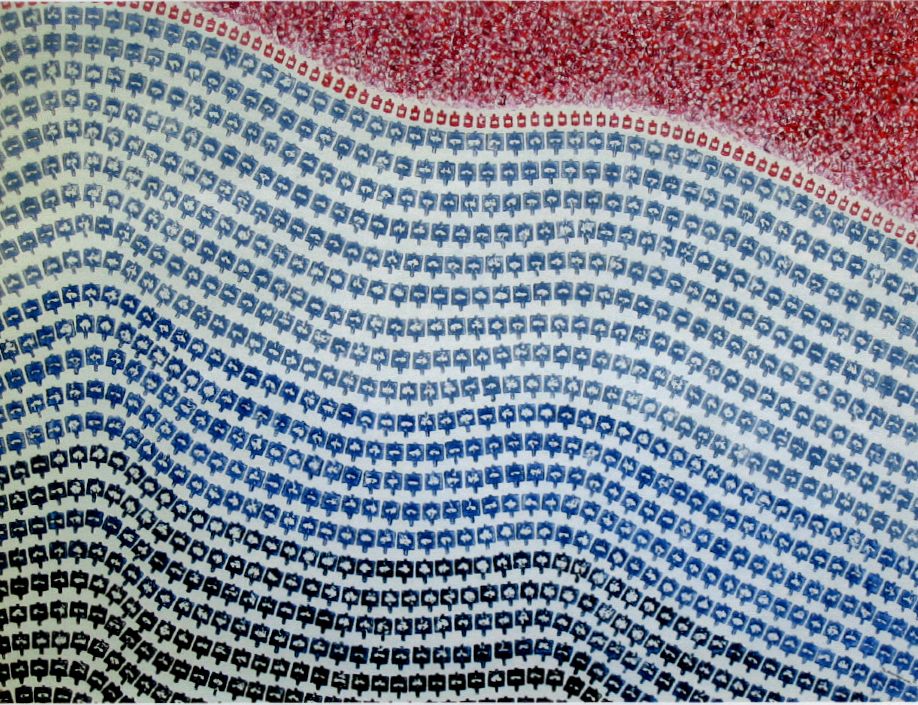 Ideogramma n. 131. Barriera De-formante (dipinto) di Massimo Giovanni (sec. XX)