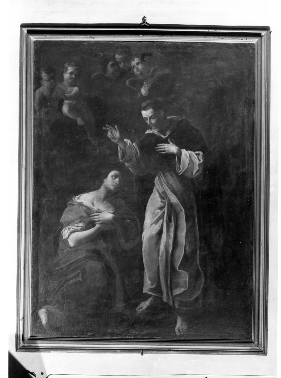 San Vincenzo Ferreri che benedice una donna (dipinto) di Scarsella Ippolito detto Scarsellino (maniera) (sec. XVII)