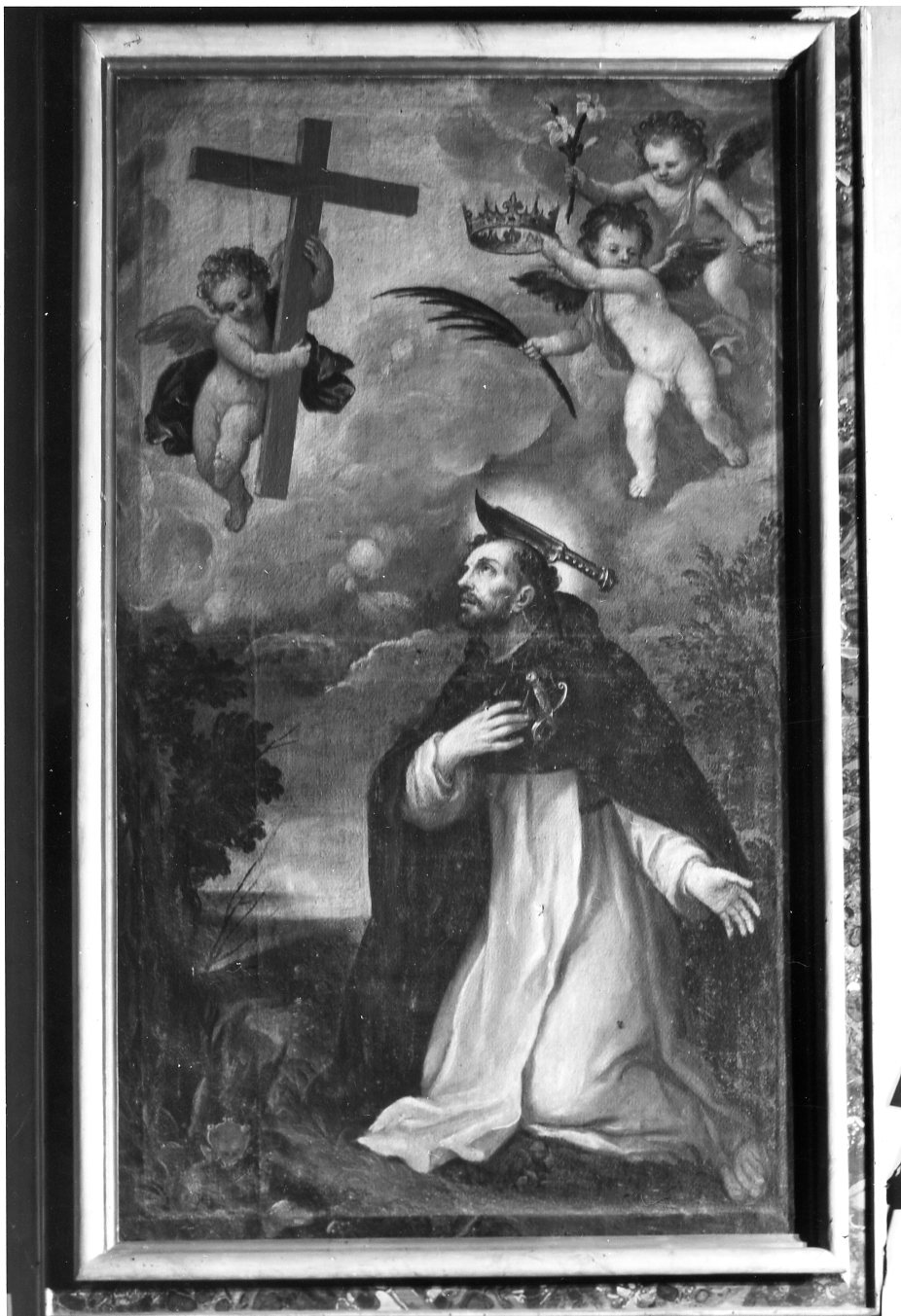 San Pietro martire in adorazione della croce (dipinto) di Ghirardoni Giovanni Andrea (secc. XVI/ XVII)