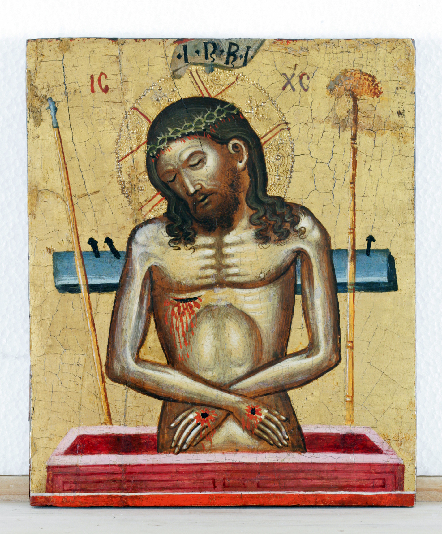 Cristo in pietà con strumenti della passione (icona, opera isolata) - scuola cretese-veneziana (sec. XVI-XVII)