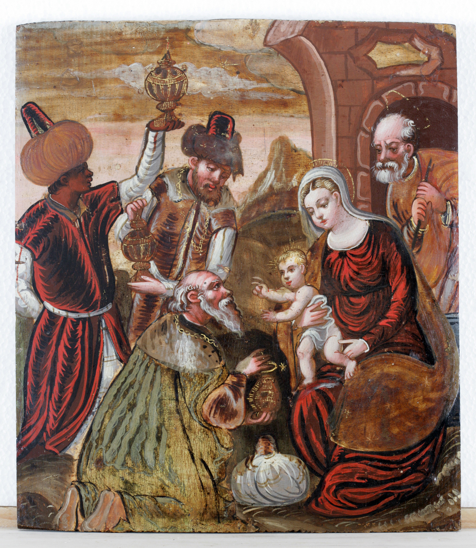 Adorazione dei Re Magi (dipinto, opera isolata) - scuola cretese-veneziana (sec. XVII)