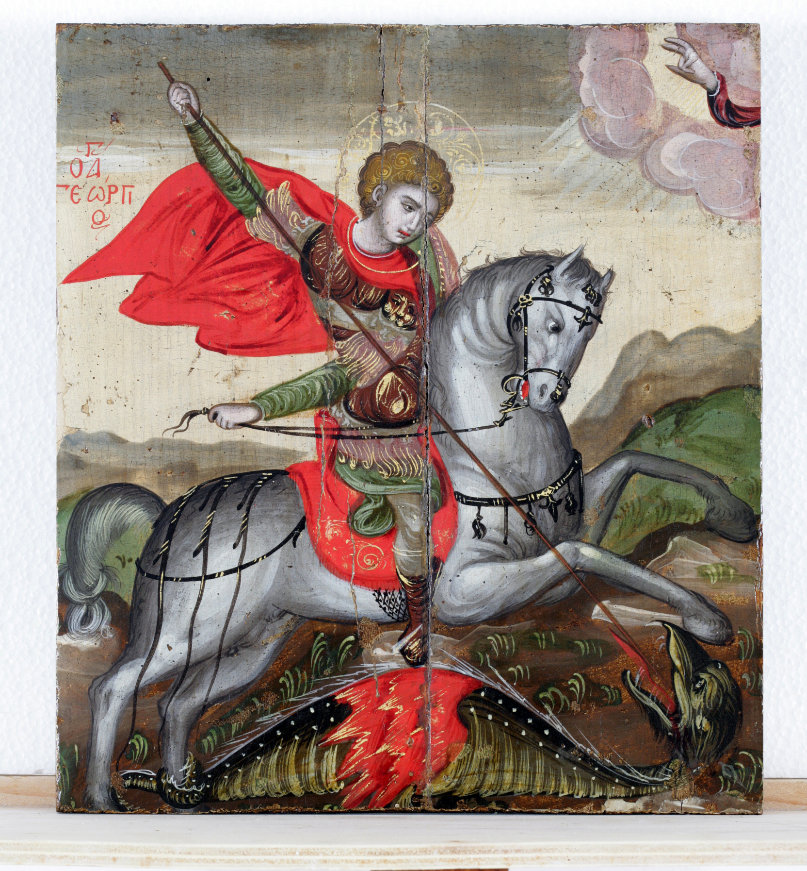 San Giorgio e il drago (dipinto, opera isolata) - scuola cretese-veneziana (sec. XVII - XVIII)