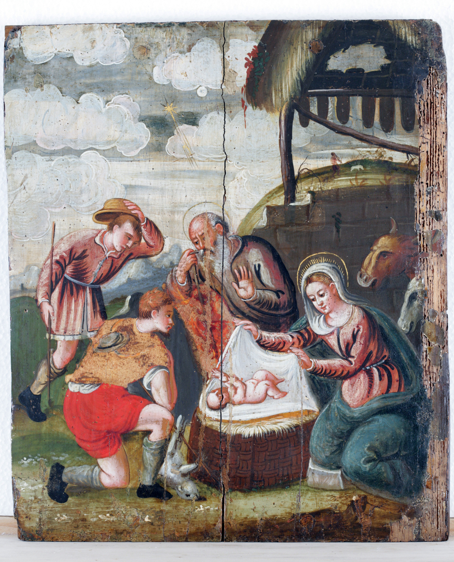 Adorazione dei pastori (dipinto, opera isolata) - scuola cretese-veneziana (sec. XVII)