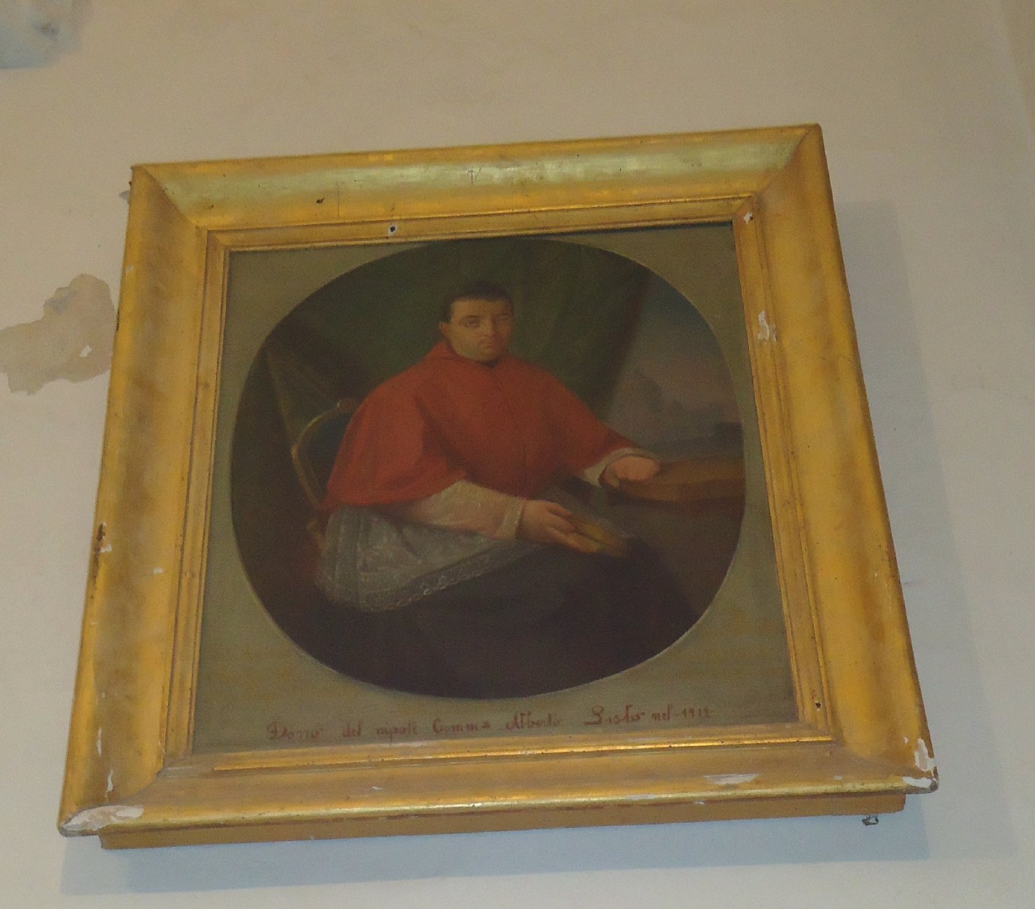 ritratto del parroco Sisto, ritratto di ecclesiastico (dipinto) - ambito sardo (sec. XX)