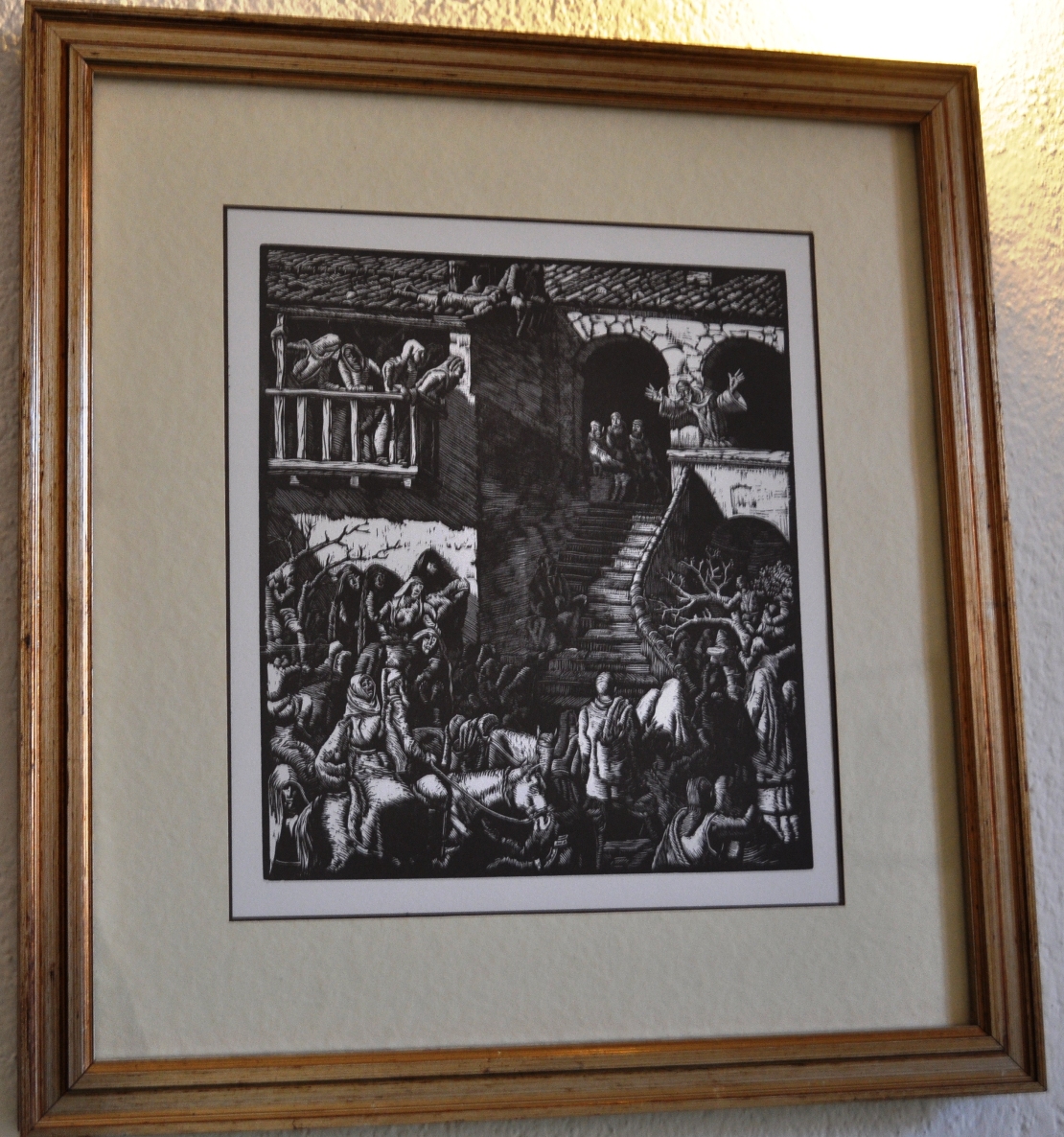 La Predicazione francescana, scena di genere (stampa) di Delitala Mario (sec. XX)