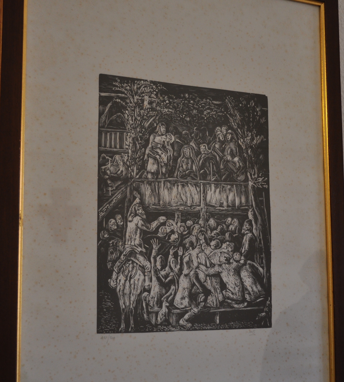 Il palco dei poeti estemporanei, scena di genere (stampa) di Delitala Mario (sec. XX)