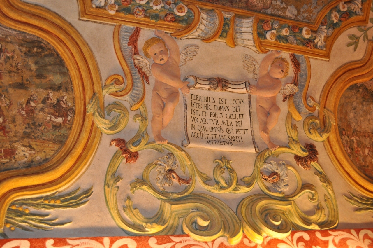angioletti reggicartiglio (decorazione plastico-pittorica) di Are Pietro Antonio (sec. XVIII)