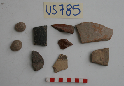 materiale proveniente da Unità Stratigrafica (ceramica, materiale di rivestimento, reperti malacologici) (limiti cronologici non precisabili)