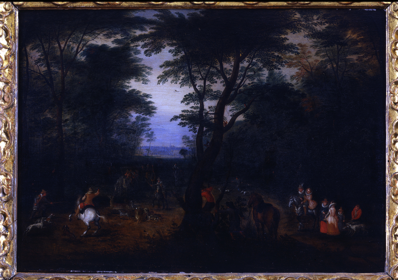 caccia al cervo (dipinto, opera isolata) - ambito fiammingo (ultimo quarto sec. XVII)