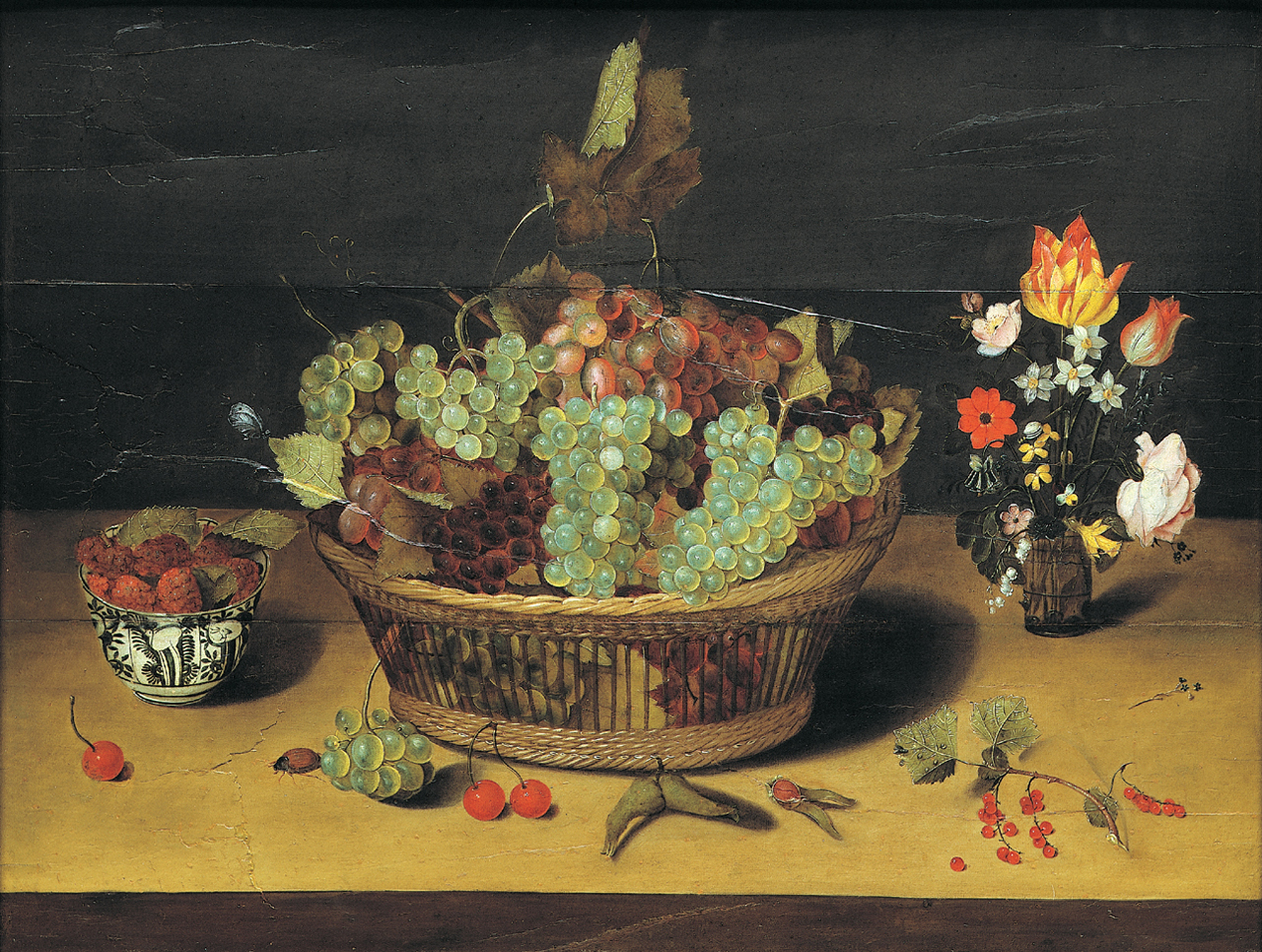 cesto di frutta (dipinto, opera isolata) di van Hulsdonck Jacob, Soreau Isaak - ambito fiammingo (prima metà sec. XVII)