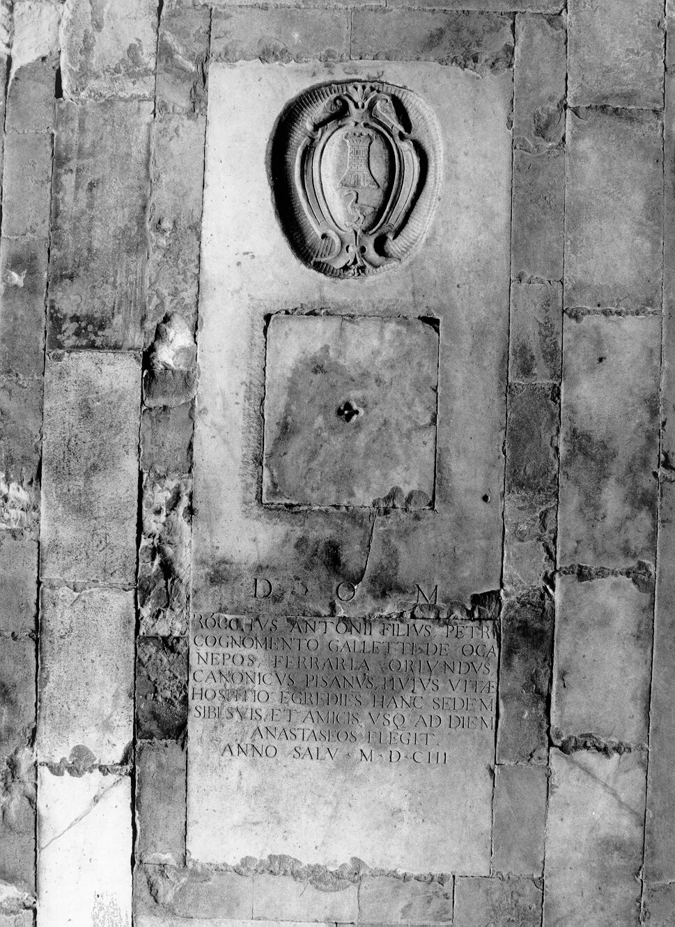 Rocco di Antonio di Pietro Galletti dell'Oca, canonico (lastra tombale) - bottega pisana (sec. XVII)
