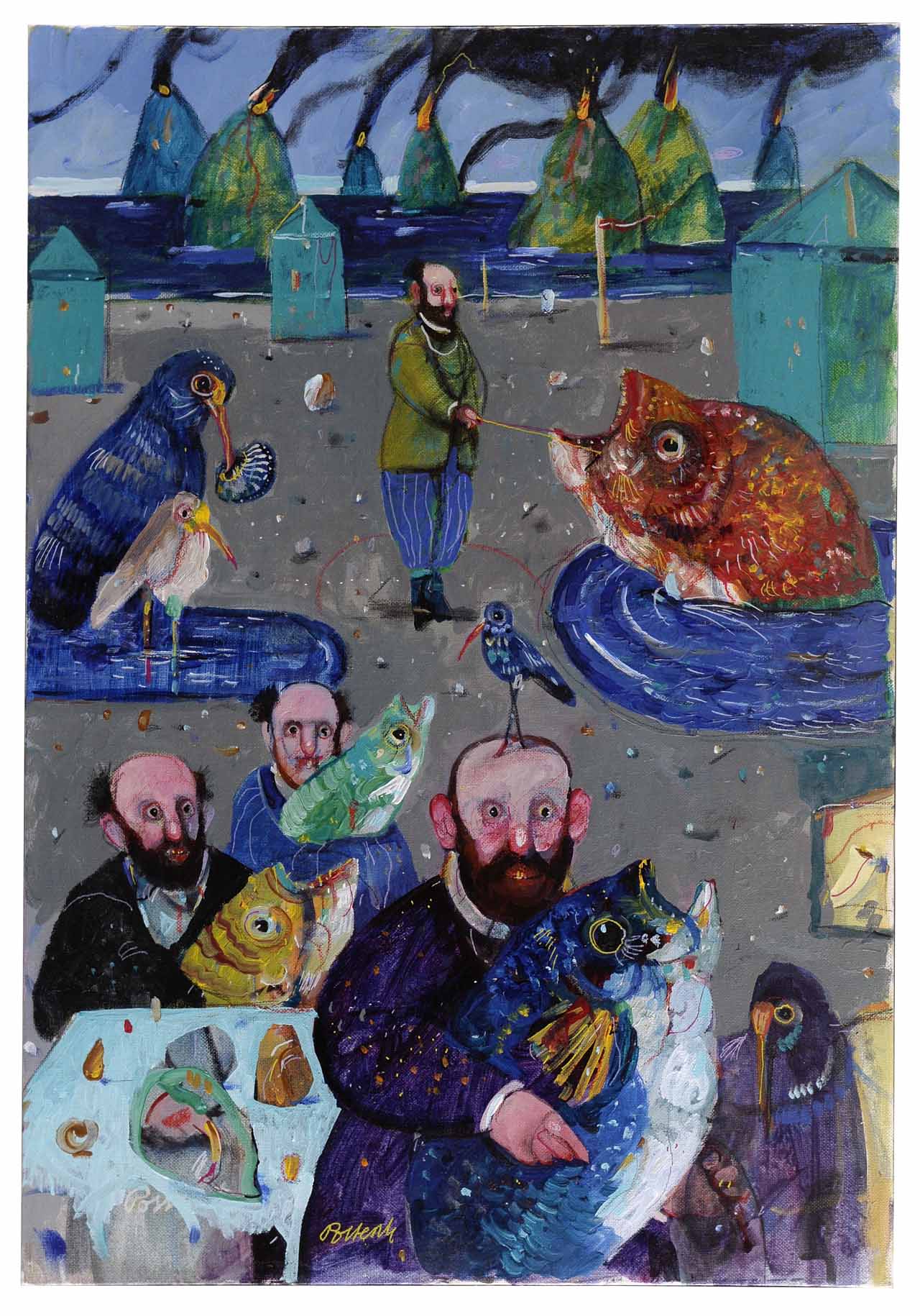 Pescatori, pescatori (dipinto) di Possenti antonio (sec. XX)