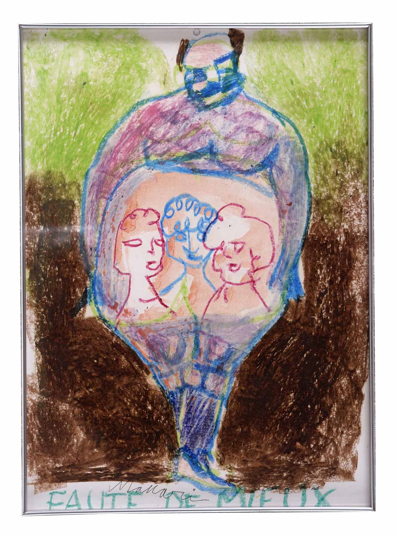 Faute de mieux, figura maschile con figure femminili (disegno) di Maccari Mino (attribuito) (sec. XX)