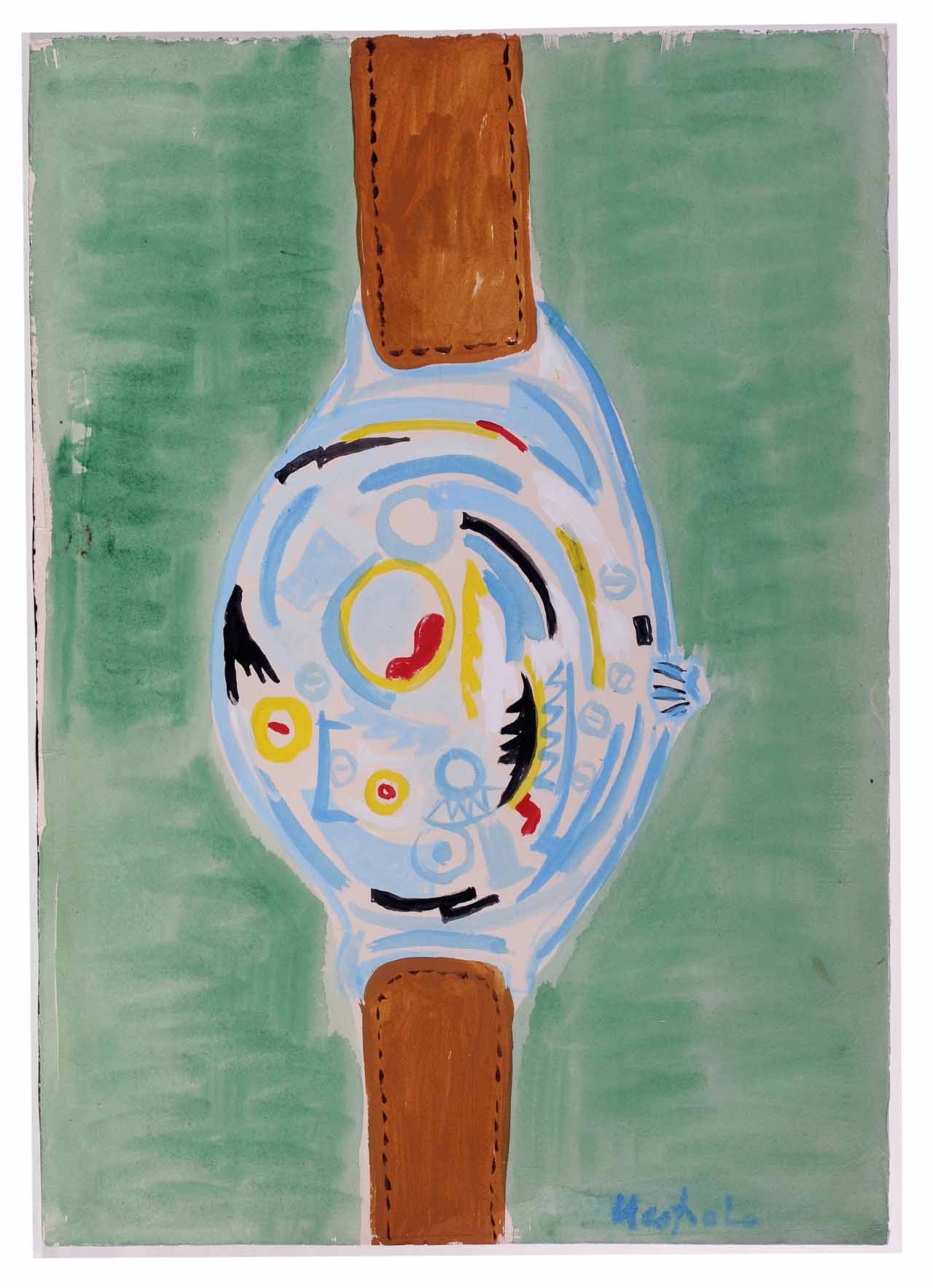 Orologio, orologio (disegno) di Nespolo Ugo (attribuito) (sec. XX)