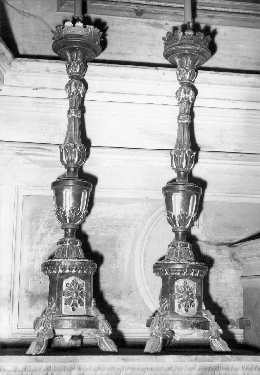candeliere d'altare, serie - manifattura emiliana (primo quarto sec. XIX)
