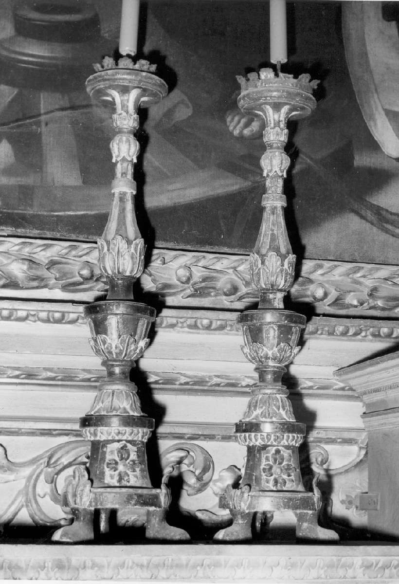 candeliere d'altare, serie - manifattura modenese (primo quarto sec. XIX)