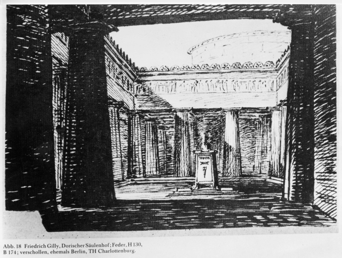 Tempio dorico - interno - veduta (positivo) di Gilly, Friedrich David, anonimo (seconda meta' XX)