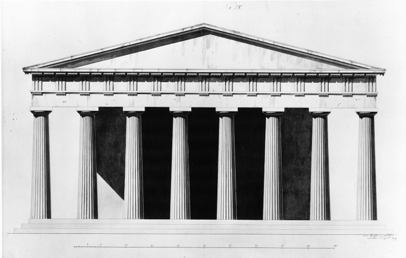 Walhalla - progetto - prospetto (positivo) di von Klenze, Leo, anonimo (seconda meta' XX)