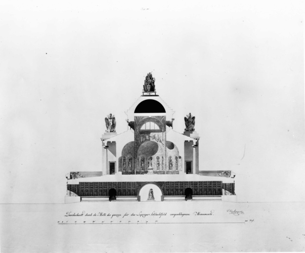 Monumento nazionale dei tedeschi - Battaglia di Leipzig - progetto - sezione (positivo) di Weinbrenner, Friedrich, anonimo (terzo quarto XX)