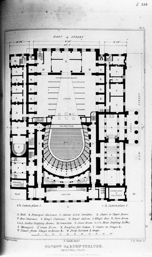 Londra - Covent Garden Theatre - pianta (positivo) di Smirke, Robert, anonimo (seconda meta' XX)
