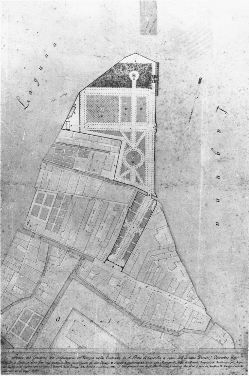 Venezia - Giardini Napoleonici a Castello - progetto - planimetria (negativo) di Selva, Giannantonio, anonimo (seconda meta' XX)