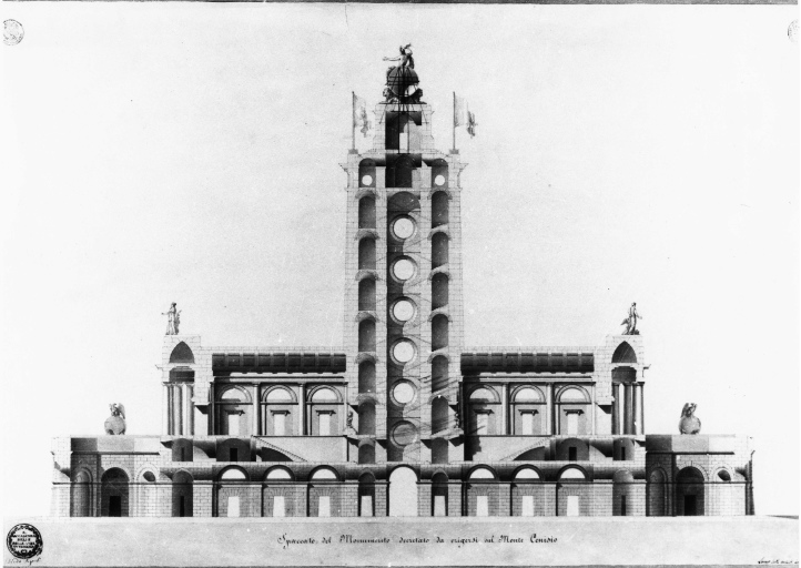 Moncenisio - monumento - progetto - sezione (negativo) di Santi, Lorenzo, anonimo (seconda meta' XX)