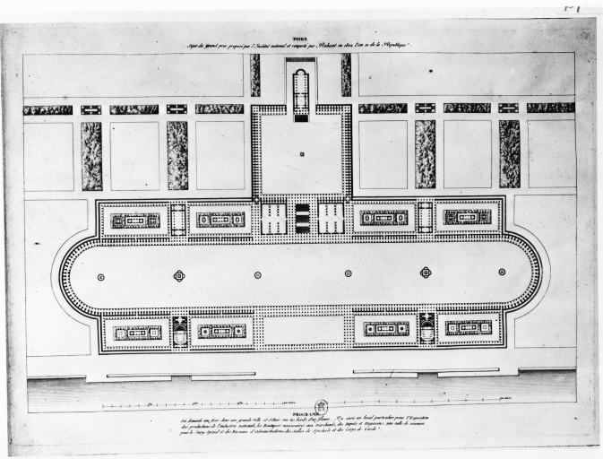 Fiera - progetto - pianta (positivo) di Rohault de Fleury, Hubert, Musy, Jean (seconda meta' XX)