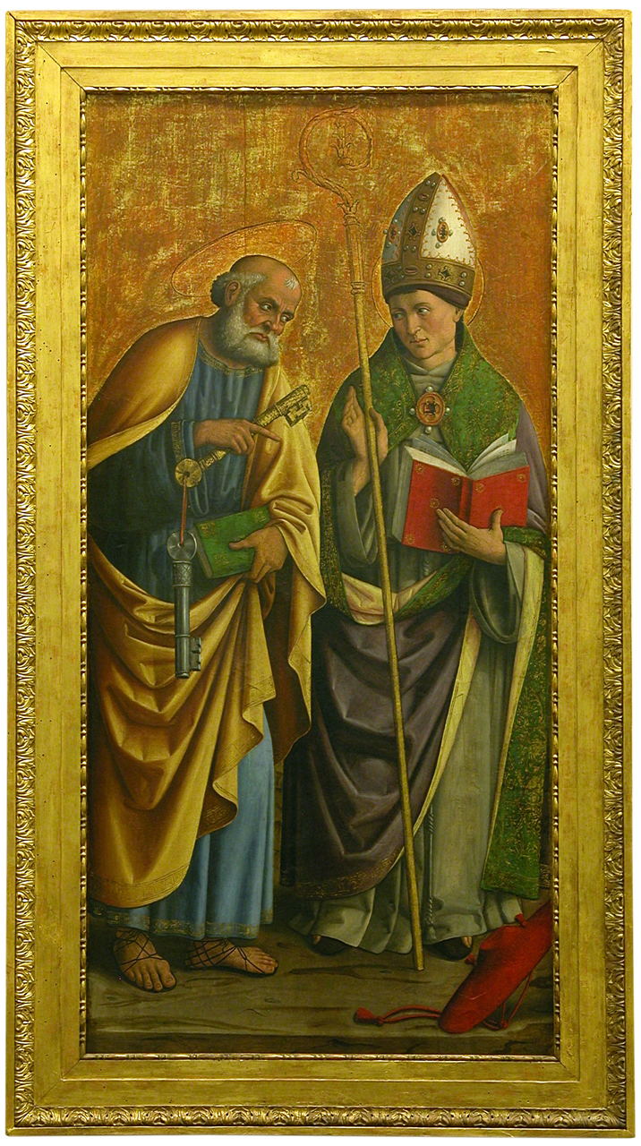 San Pietro e San Bonaventura (dipinto, opera isolata) di De Alladio Giovanni Giacomo detto Macrino d'Alba (e aiuti) (inizio sec. XVI)