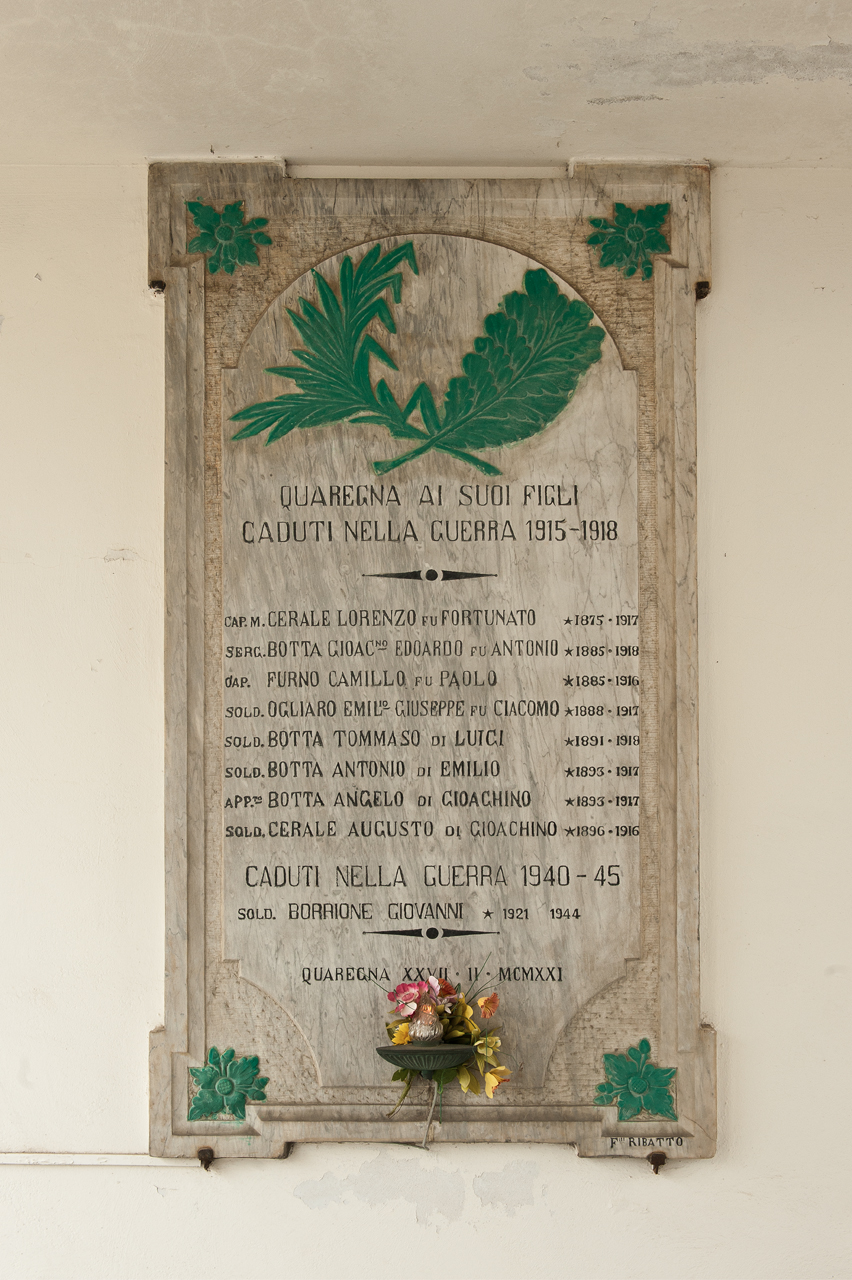 soggetto assente (lapide commemorativa ai caduti) di Ribatto Fratelli Ditta (primo quarto, metà sec. XX, sec. XX)