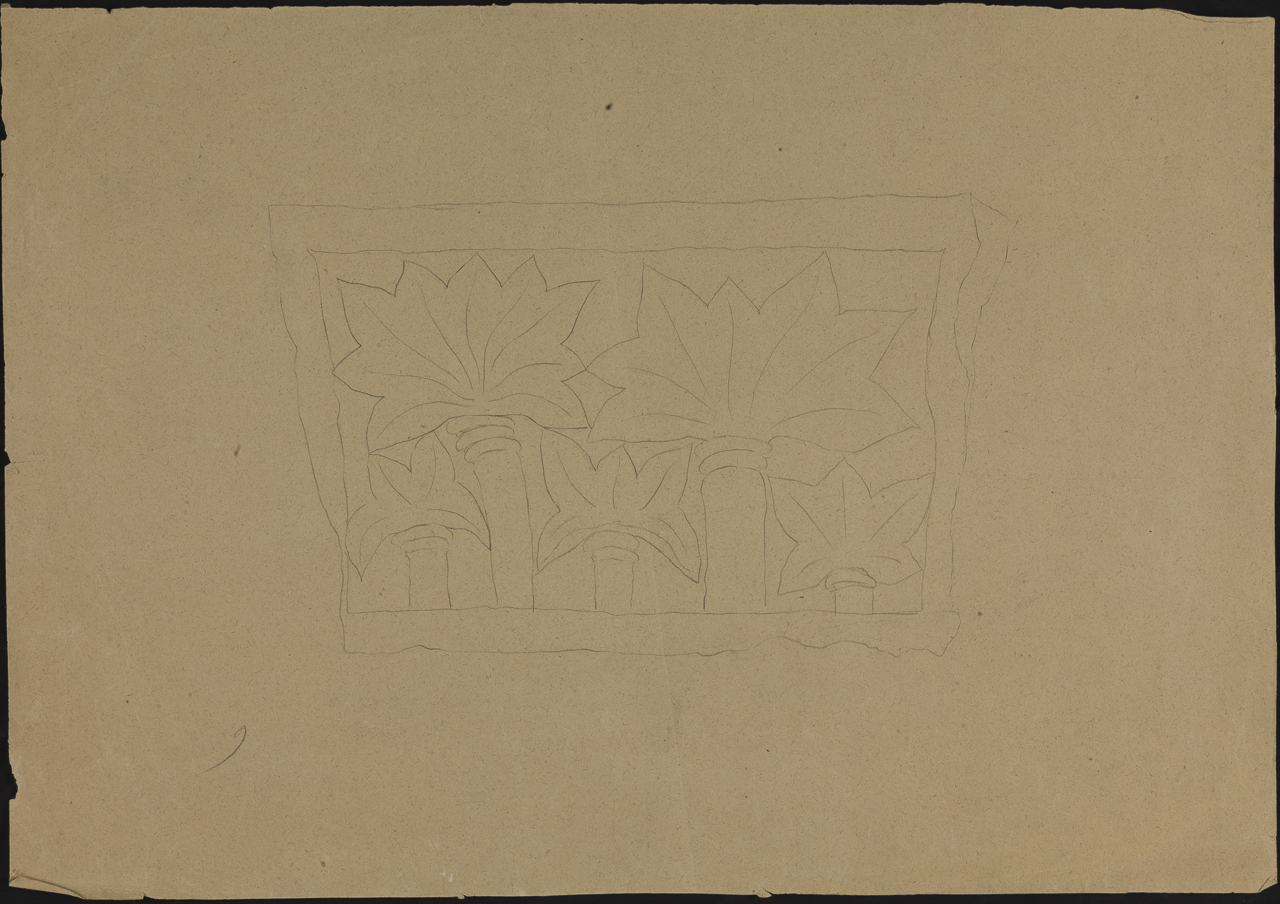 prospetto di capitello con palmette (disegno, opera isolata) di Arborio Mella Edoardo (cerchia) (sec. XIX)