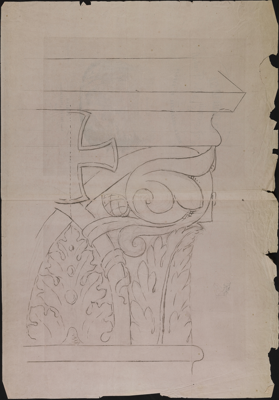 prospetto di capitello (disegno, opera isolata) di Arborio Mella Edoardo (attribuito) (sec. XIX)