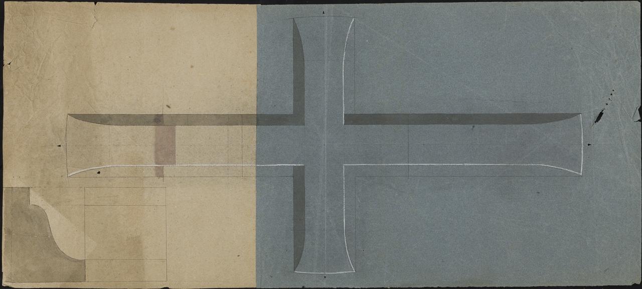 prospetto di croce (disegno, opera isolata) di Arborio Mella Edoardo (cerchia) (sec. XIX)