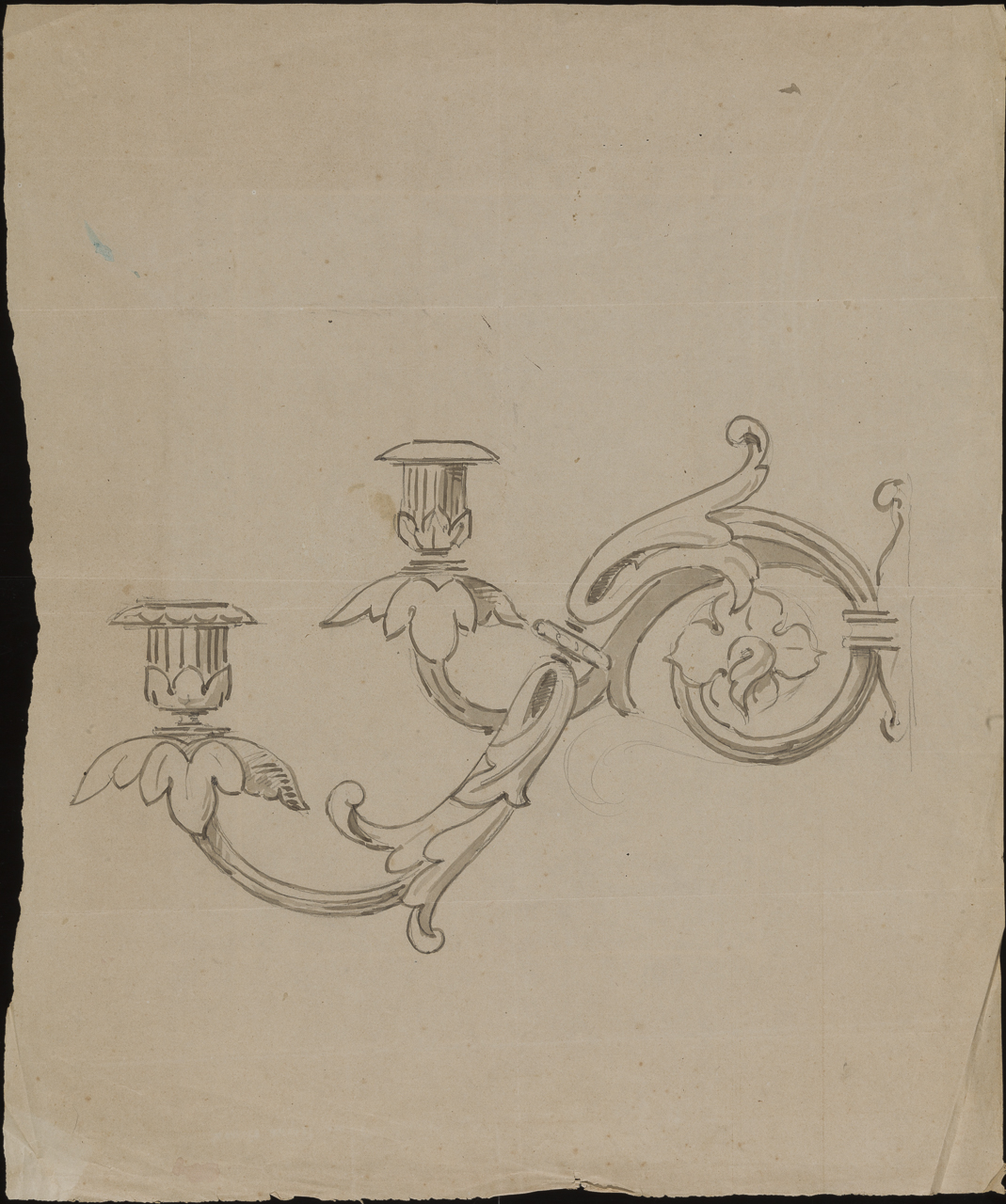 candeliere da parete (disegno, opera isolata) di Arborio Mella Edoardo (cerchia) (sec. XIX)