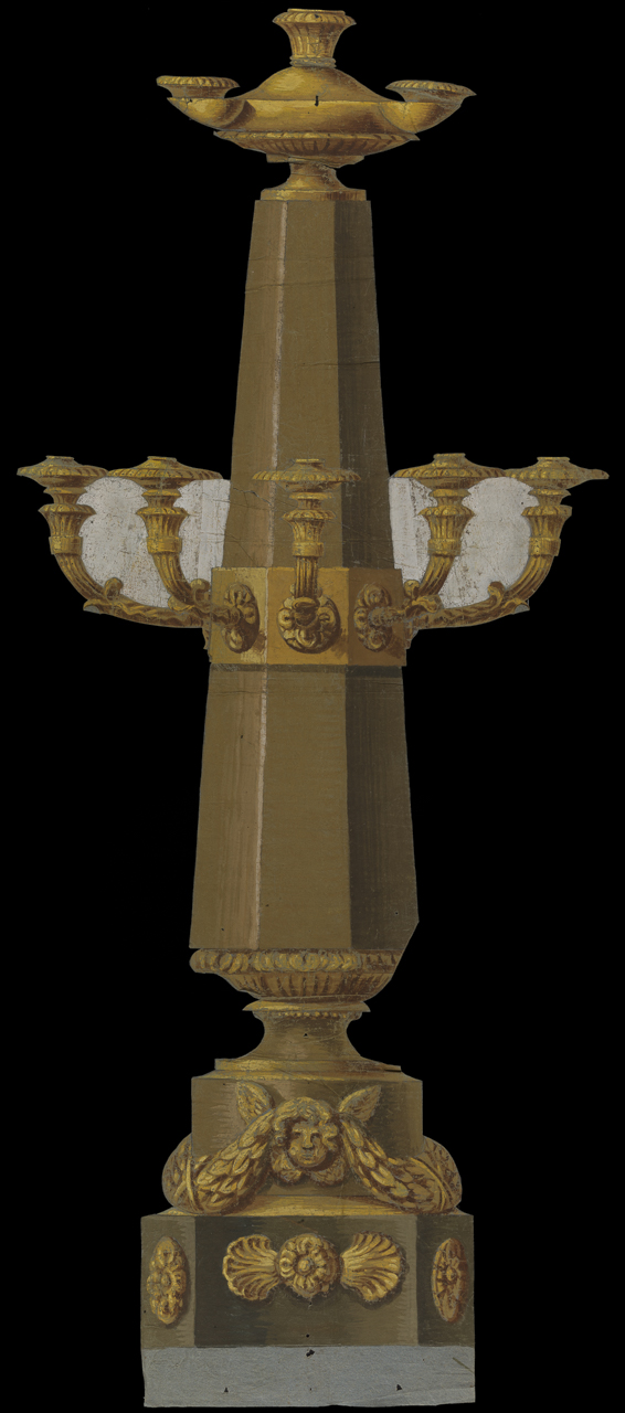 prospetto per candelabro liturgico (disegno, opera isolata) di Costa, Carlo (attribuito) (sec. XIX)