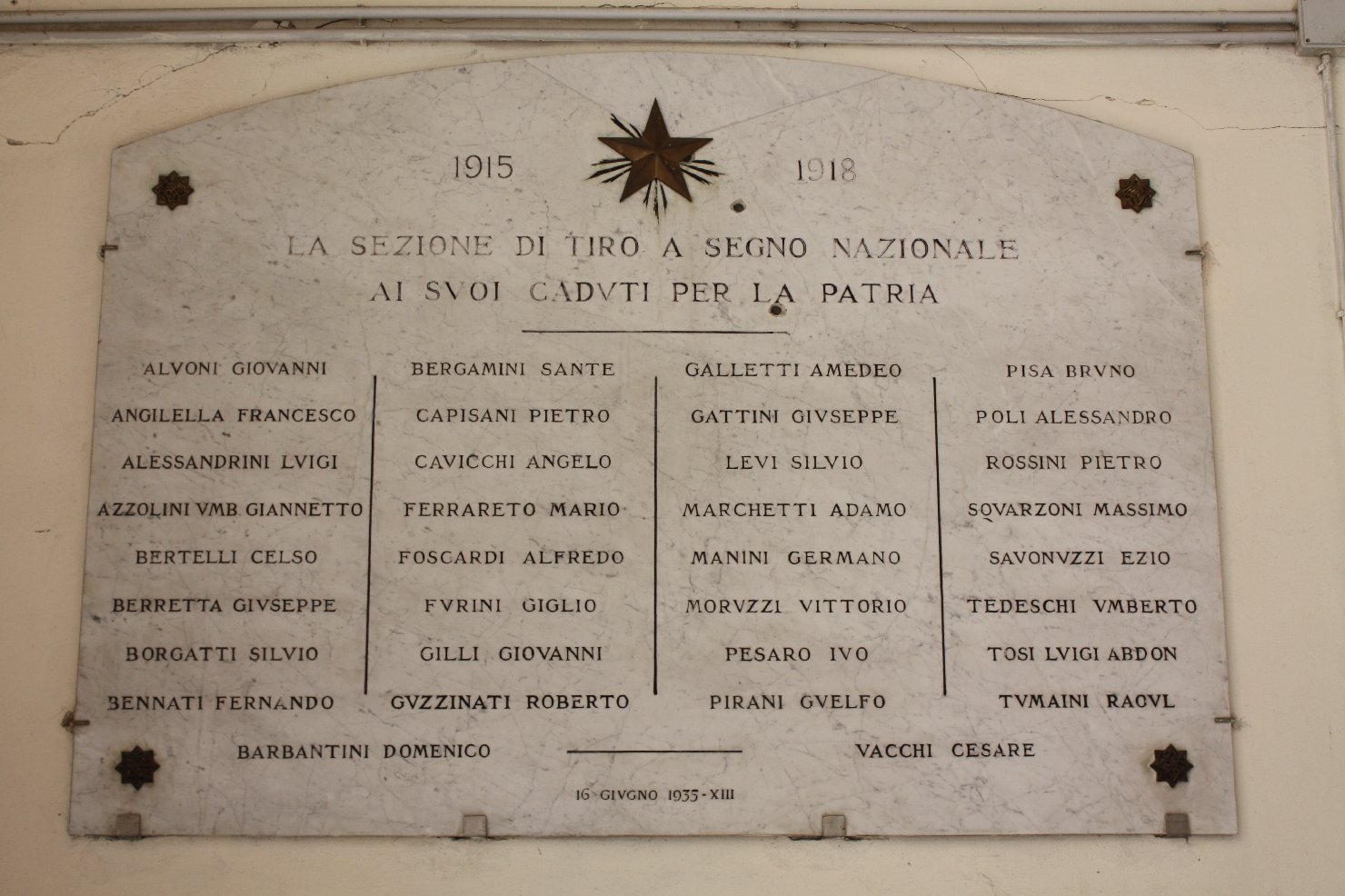 lapide commemorativa ai caduti - ambito ferrarese (sec. XX)