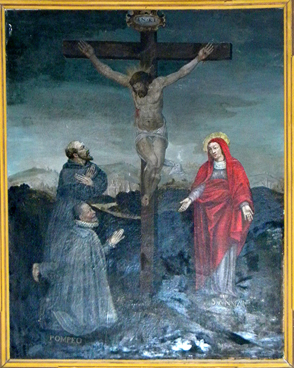 crocifissione di Cristo con Sant'Anna, San Francesco d'Assisi e donatore (dipinto, opera isolata) - ambito piemontese (fine/ inizio secc. XVI/ XVII)