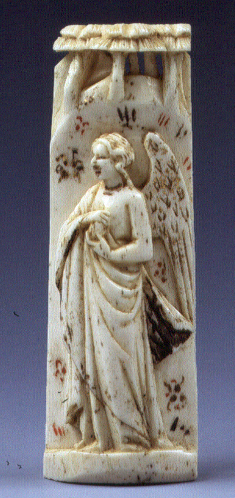 angelo (placchetta, elemento d'insieme) di Bottega degli Embriachi (attribuito) (prima metà sec. XV)