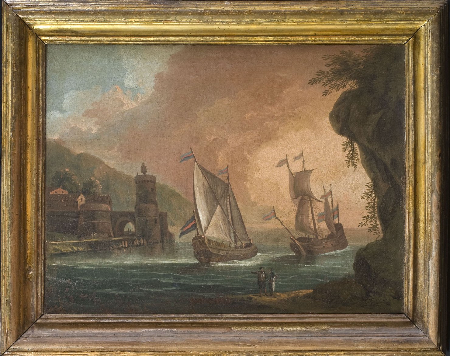 marina con pescatori e barche (dipinto, opera isolata) - ambito napoletano (sec. XVIII)